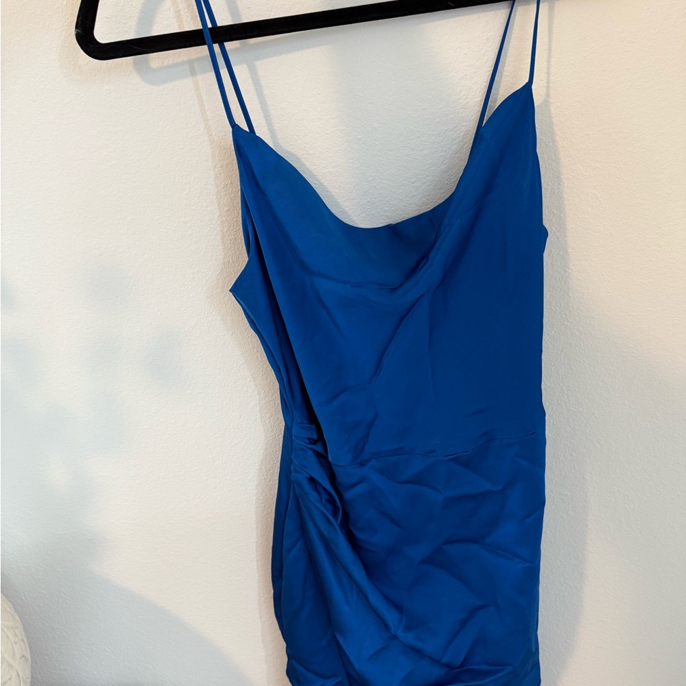 Zara Vibrant Blue Satin Dress